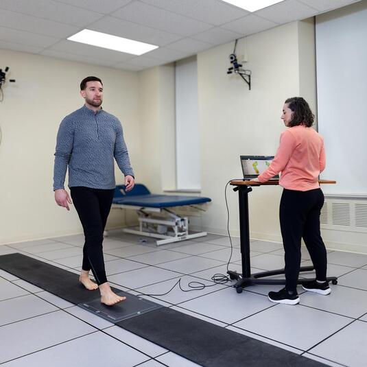 Patient receiving a gait analysis Patient receiving a gait analysis