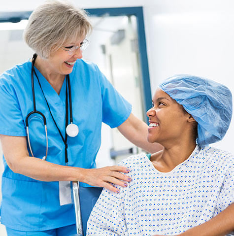 Patient getting ready for her surgery Patient getting ready for her surgery