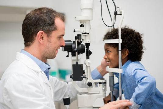 Pediatric patient at an eye exam at a doctor's at Krieger Eye in Baltimore Pediatric patient at an eye exam at a doctor's at Krieger Eye in Baltimore