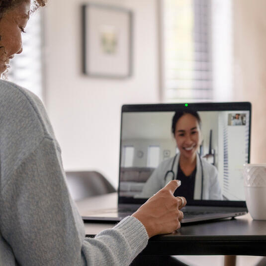 Patient doing a virtual care eVisit Patient doing a virtual care eVisit