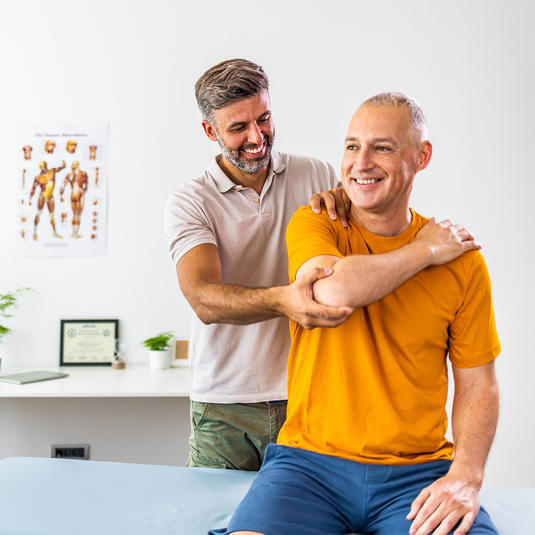 Man with a patient Man with a patient